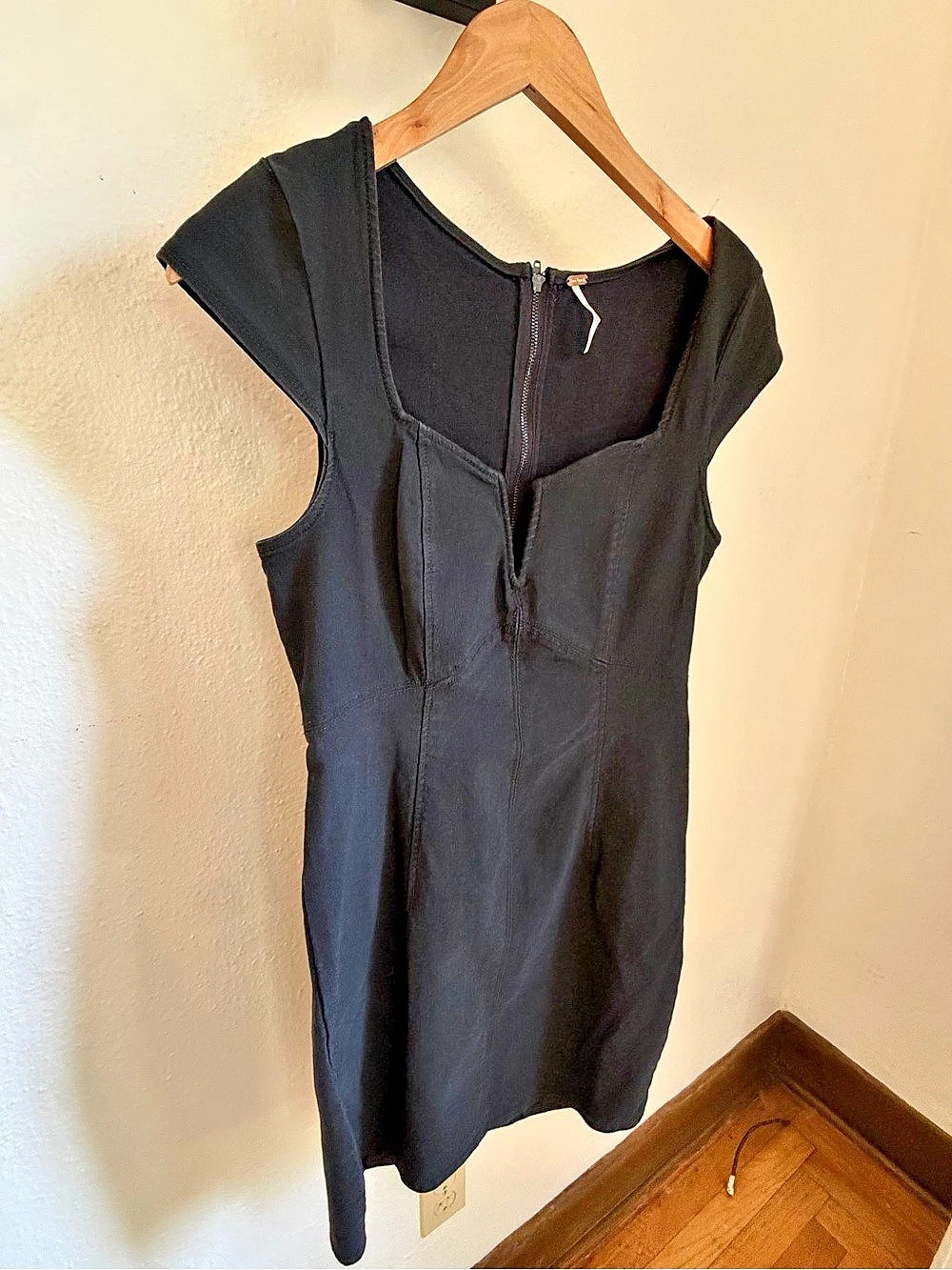 Free People Slow Burn Denim Mini Dress Black XS